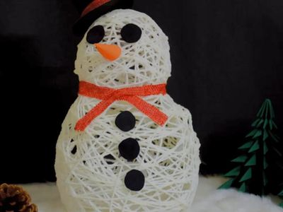 教你怎样用麻线做一个镂空雪人的diy方法