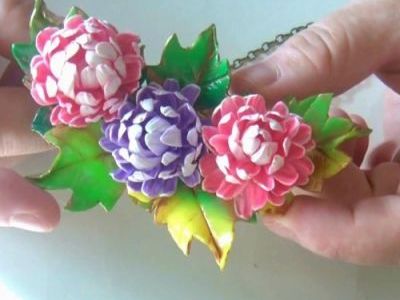 DIY永生花卉饰品，制作大方的软陶菊花项链吊坠