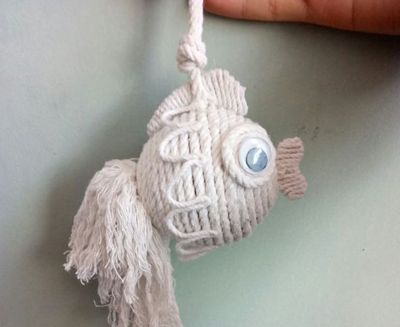 棉线DIY挂件小金鱼作品教学