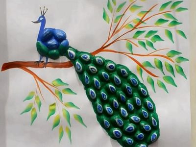 手工DIY开心果壳孔雀开屏图
