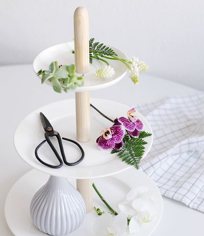 瓷盘改造三层点心架/diy糕点架子教程