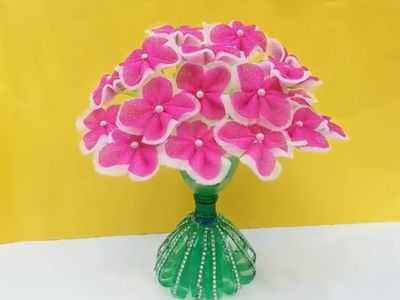 怎样DIY塑料瓶盆栽假花过年装饰教程