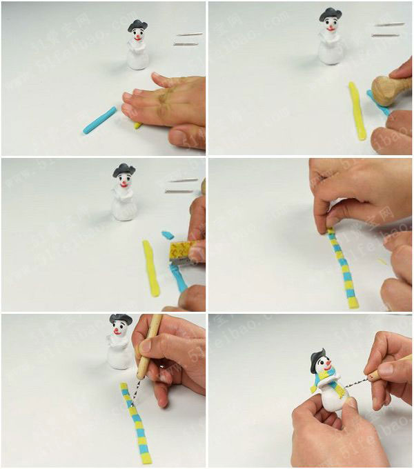怎么做简单的粘土手工作品小雪人