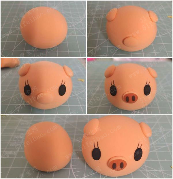 diy黏土猪,可爱猪菇凉摆偶制作图解