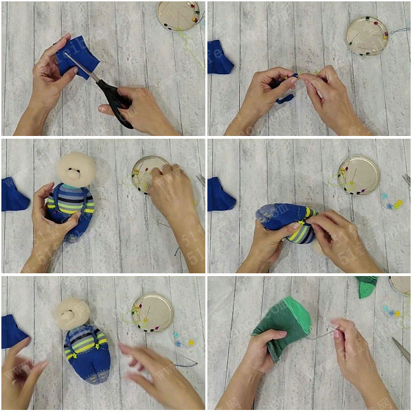 diy袜子人偶教程卡哇伊冬装娃娃的制作
