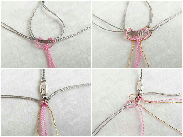 红绳编织手工diy ,制作美美的编绳桃花脚链
