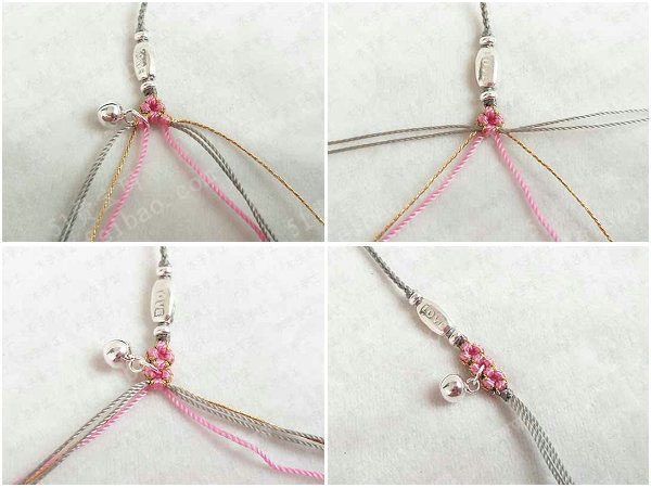 红绳编织手工diy ,制作美美的编绳桃花脚链