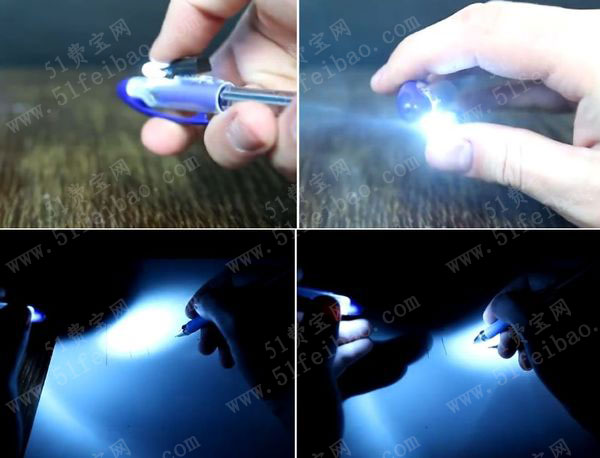 使用电子打火机diy笔头手电筒