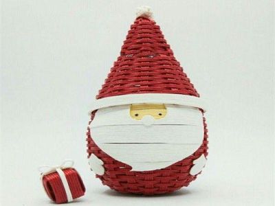 编织纸藤圣诞老人糖果盒的制作方法