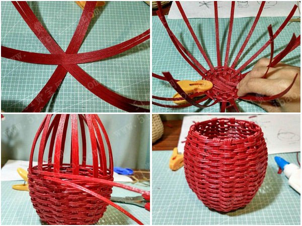 编织纸藤圣诞老人糖果盒的制作方法