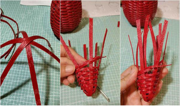 编织纸藤圣诞老人糖果盒的制作方法