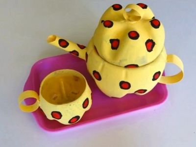 废塑料瓶DIY西式茶壶茶杯套装摆件