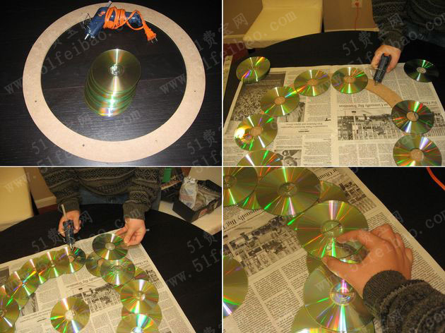 怎样用CD做一个闪亮夺目的圣诞花圈
