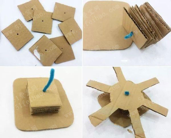 卡纸板diy转转乐迷你摩天轮 - 废物利用手工diy小制作