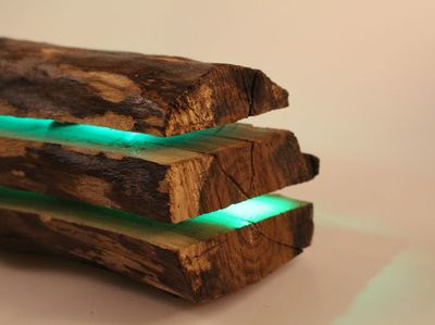 利用废树枝手工制作LED柔和灯光起夜灯