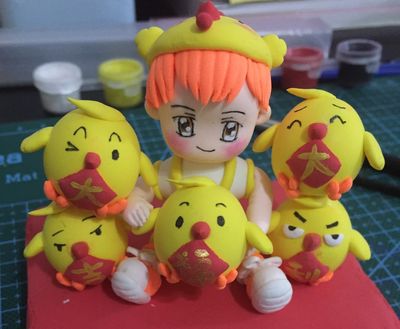 粘土制作手工DIY贺岁萌娃福鸡迎新年