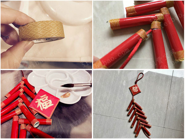 亲子diy超应景的新年鞭炮挂饰
