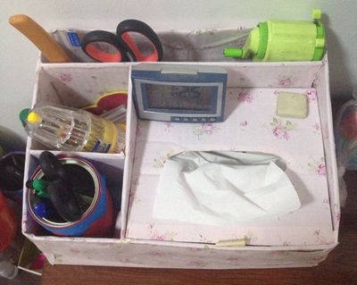 旧纸箱改造多收纳用途容纸巾盒做法教学