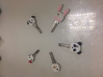 自制的可爱软陶卡通钥匙外套