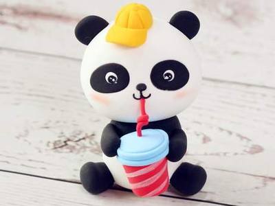 儿童粘土作品DIY，可爱的国宝熊猫泥偶