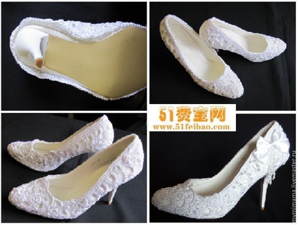 自己做漂亮鞋子|高跟鞋翻新钩针织花漂亮女鞋