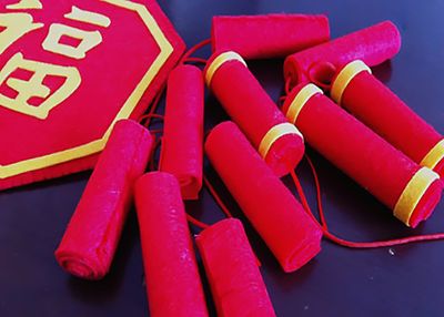 不织布DIY 福临门成对新年鞭炮挂饰