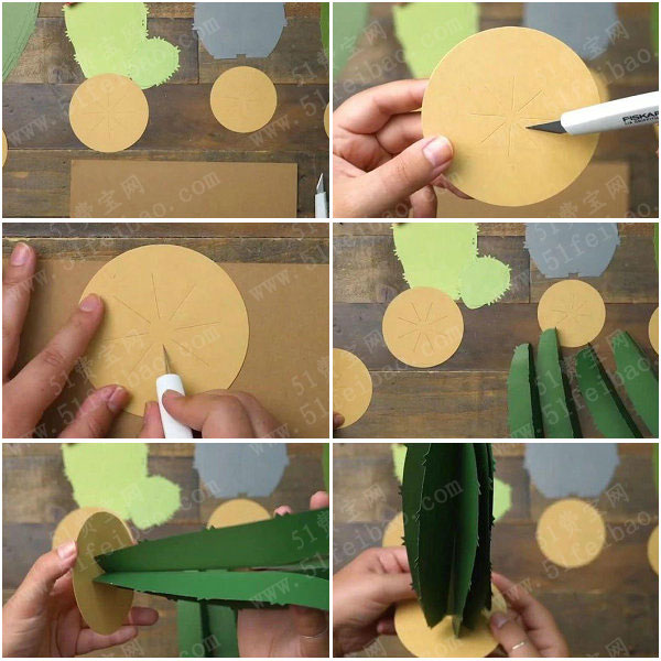 手工纸艺教程，彩色卡纸DIY仿真仙人掌盆栽