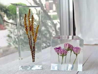 树脂工艺品制作，DIY透明花朵植物标本步骤图