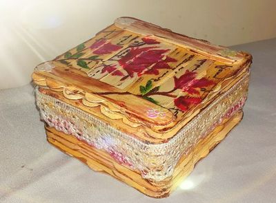 雪糕棍棍手工艺作品DIY首饰箱教程