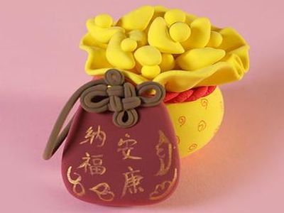 新年聚财有趣摆件,DIY粘土钱袋将将钱带回家
