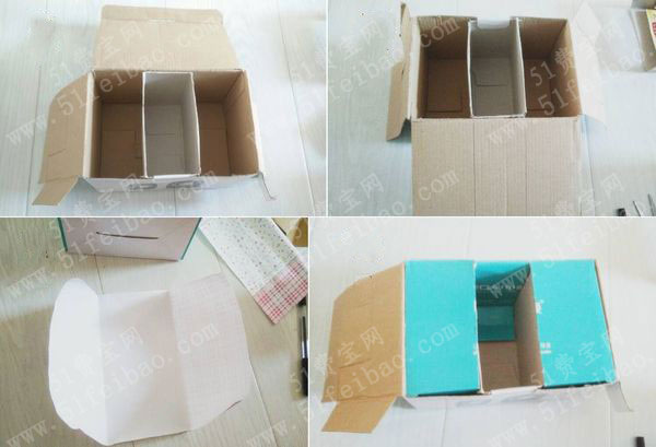 把旧包装盒改造家庭文具收纳箱 - 废物利用手工diy小