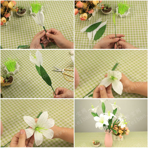纸藤花diy教学,手工制作纸藤百合花步骤详解