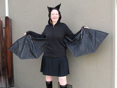 废雨伞DIY万圣节恶魔蝙蝠化妆服装