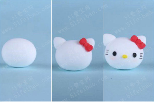 幼儿园小朋友手工超轻粘土月亮kitty猫摆件制作