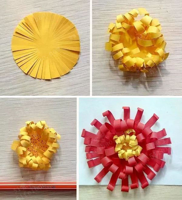 diy过年鲜花创意手工,好看的纸艺菊花拼贴画制作教学