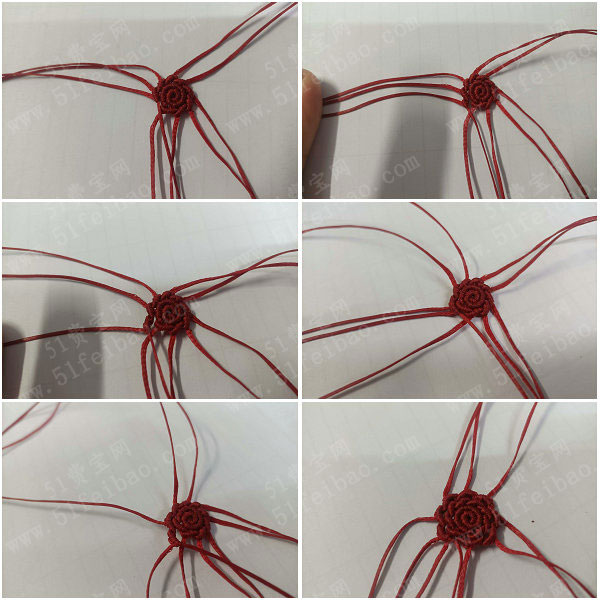 diy编绳首饰教程如何编织简单小红花耳环