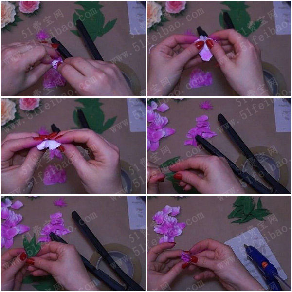 永生花的做法教程,diy泡沫纸粉红牡丹花 手工小制作 51费宝网