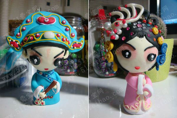 昆剧唐伯虎点秋香软陶花旦人偶