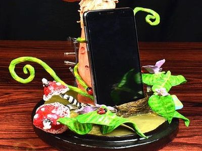 纸板粘土DIY花团锦簇手机架教学