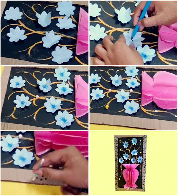 自制彩纸立体装饰画的方法图解
