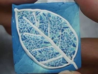 手工陶艺，花条图案蓝色树叶DIY教程