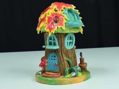 手工制作浪漫彩绘粘土童话小屋