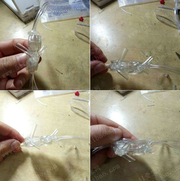 输液管手工编织作品输液管编小兔子挂件