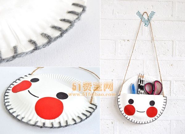 蛋糕纸盘diy宝宝玩具收纳袋