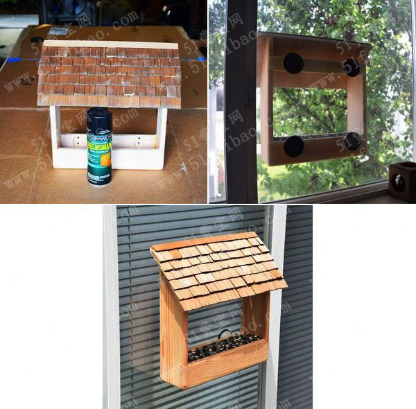 木工制作：DIY挂窗鸟类喂食观察屋