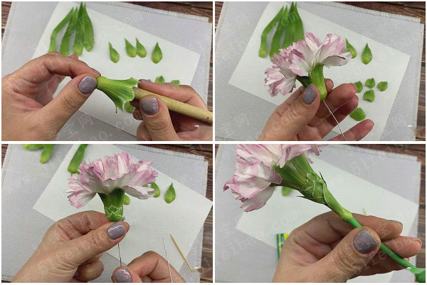 新年仿真花卉制作教程,diy公主粉康乃馨