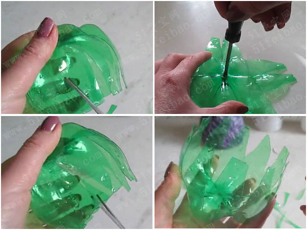 教你如何做一棵塑料瓶罐假花盆栽