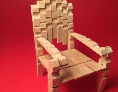 服装木夹子制作迷你复古扶手椅子