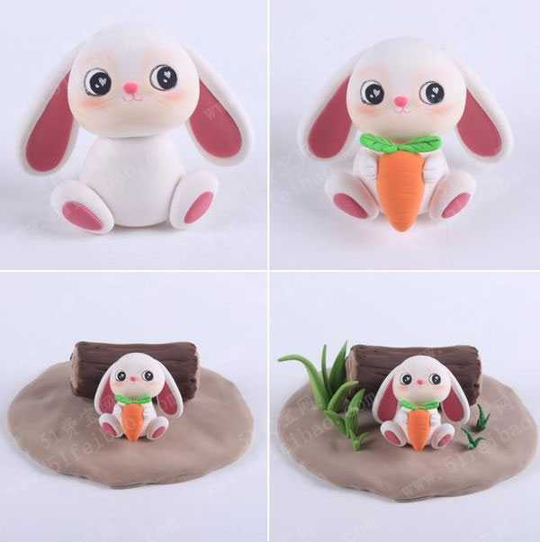 幼儿园手工作品粘土diy森林小兔教程