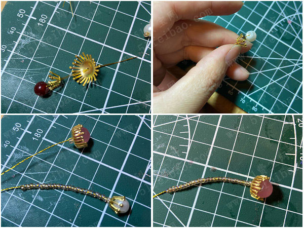 串珠头饰制作图解,diy仿故宫文物菊花珠钗 手工小制作 51费宝网